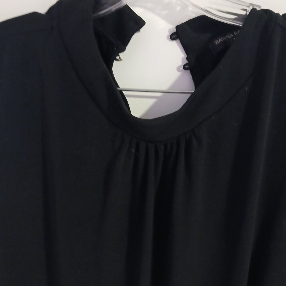 Banana Republic Women's Pleated Mock Neck Sleeveless Top Black SZ XL GUC - Picture 2 of 7